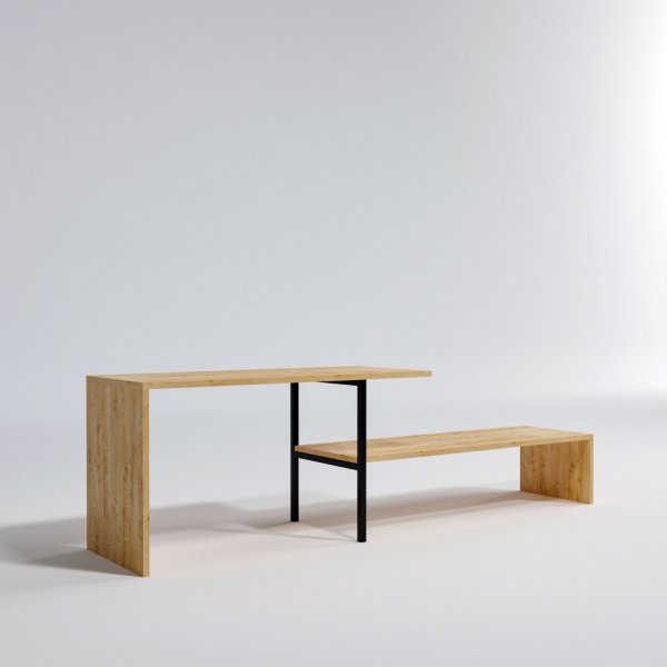 Zagreb mediabenk - Eik/sort Zagreb mediabenk - Eik/sort