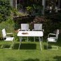 Holmsund matvaregruppe; bord 120x80 cm med 4 stoler - hvitt