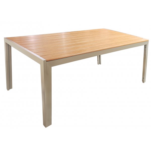 Utendrs spisegruppe: 6 stoler med bord 205 x 90 cm beige/eik - Las Vegas