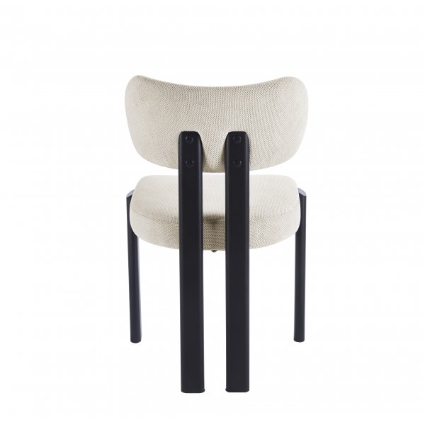 Spisegruppe Sand� spisebord �120 cm i hvit terrazzo med 4 Callum spisestoler i beige stoff