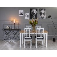 Fårö spisegruppe: Bord 140 cm inkludert 4 Gåsö stoler - Eik/hvit Fårö spisegruppe: Bord 140 cm inkludert 4 Gåsö stoler - Eik/hvit