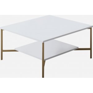 Erki sofabord 80 x 80 cm - Hvit/gull