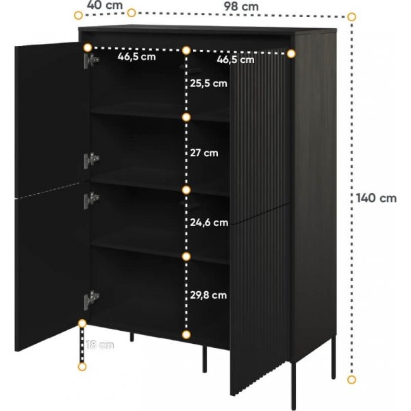 Trendskap H140 cm - Sort Trendskap H140 cm - Sort