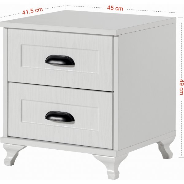 Tuvalle 47 nattbord - Hvit/valntt