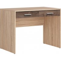 Nepo Plus skrivebord med 2 skuffer 100 x 59 cm - Lys eik/mørk eik