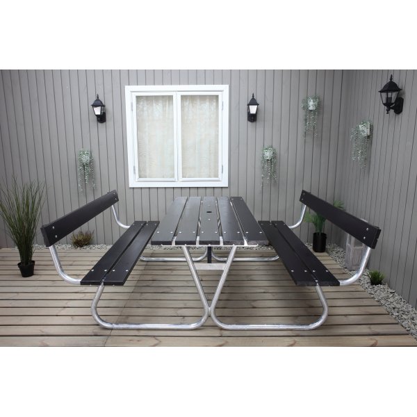 Stabilt benksett med ryggstøtte - Sort Stabilt benksett med ryggstøtte - Sort