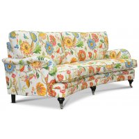 Savoy 3-seters buet sofa med blomsterstoff - Havanna White Savoy 3-seters buet sofa med blomsterstoff - Havanna White