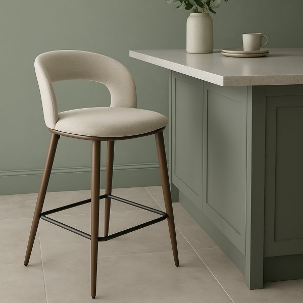 Barkrakk beige/valnøtt setehøyde 65 cm - Pelican + Møbelføtter Barkrakk beige/valnøtt setehøyde 65 cm - Pelican + Møbelføtter