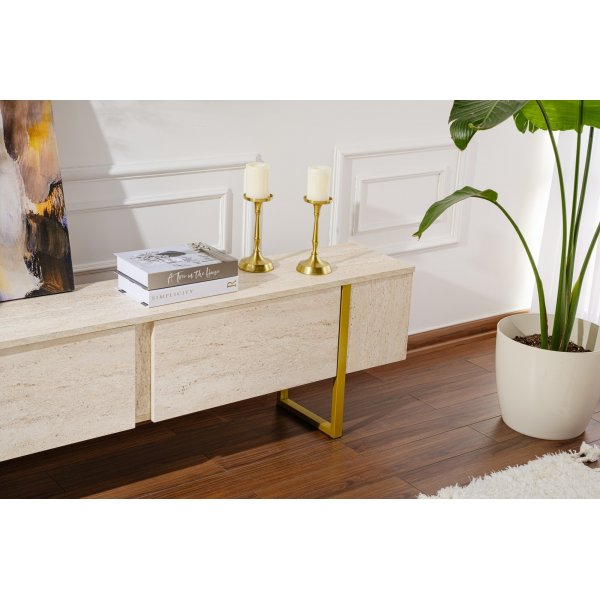 Serenity TV-stativ - Travertin/gull Serenity TV-stativ - Travertin/gull