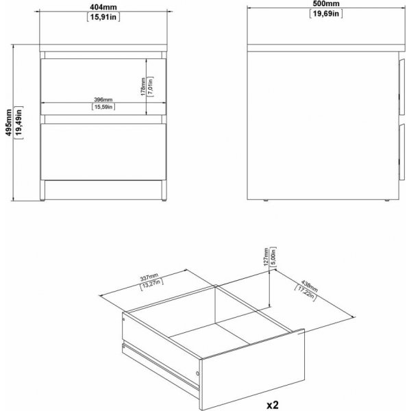 Naia nattbord 2 - Betong/hvit Naia nattbord 2 - Betong/hvit