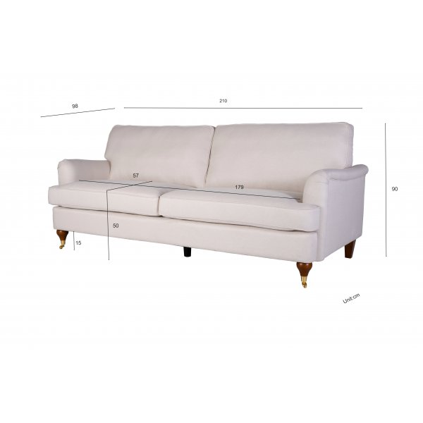 Howard Watford Deluxe 3-seter rett sofa - Sand