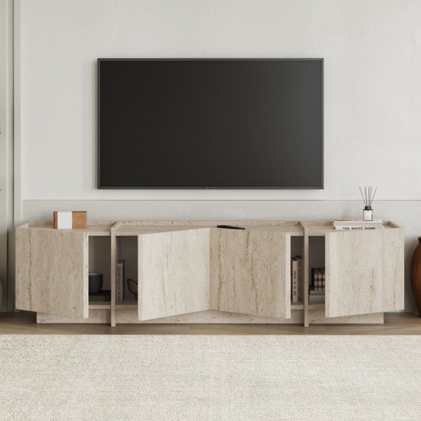 TV-stativ Lorensa 180 cm - Travertin