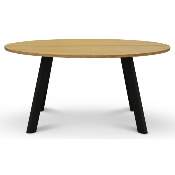 Rundt Freddy spisebord, 155 cm - Oljet eikefin�r/svart metall