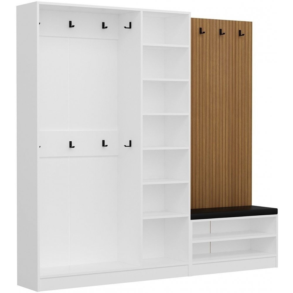 Armadio hallmøbler 225 x 35 x 210 cm - Hvit/beige - Hallinnredning